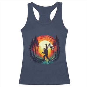 Bigfoot Racing Racerback Tank Top Sasquatch Checkered Flag TS14 Navy Print Your Wear