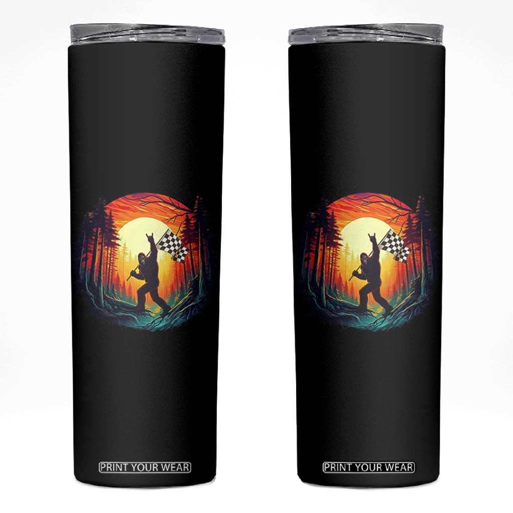 Bigfoot Racing Skinny Tumbler Sasquatch Checkered Flag TS14 Black Print Your Wear