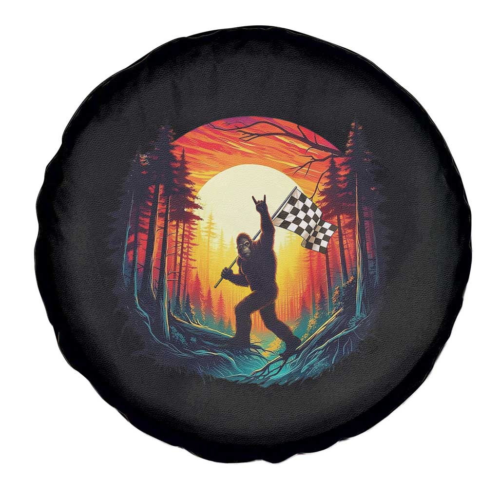Bigfoot Racing Spare Tire Cover Sasquatch Checkered Flag TS14 Print Your Wear