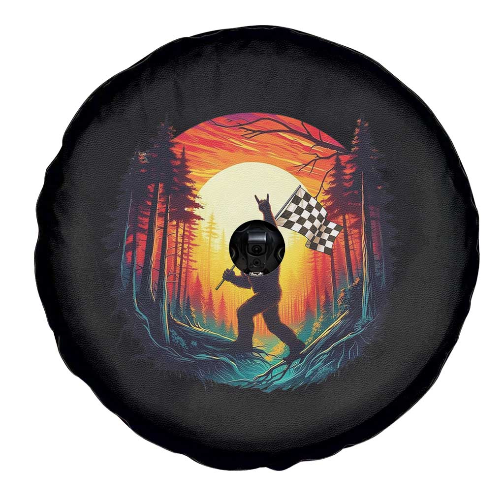 Bigfoot Racing Spare Tire Cover Sasquatch Checkered Flag TS14 Print Your Wear