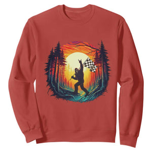 Bigfoot Racing Sweatshirt Sasquatch Checkered Flag TS14 Red Print Your Wear