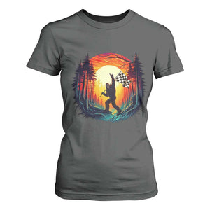 Bigfoot Racing T Shirt For Women Sasquatch Checkered Flag TS14 Dark Heather Print Your Wear