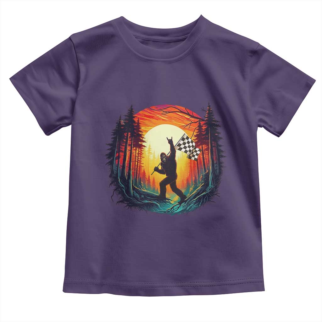 Bigfoot Racing Toddler T Shirt Sasquatch Checkered Flag TS14 Purple Print Your Wear