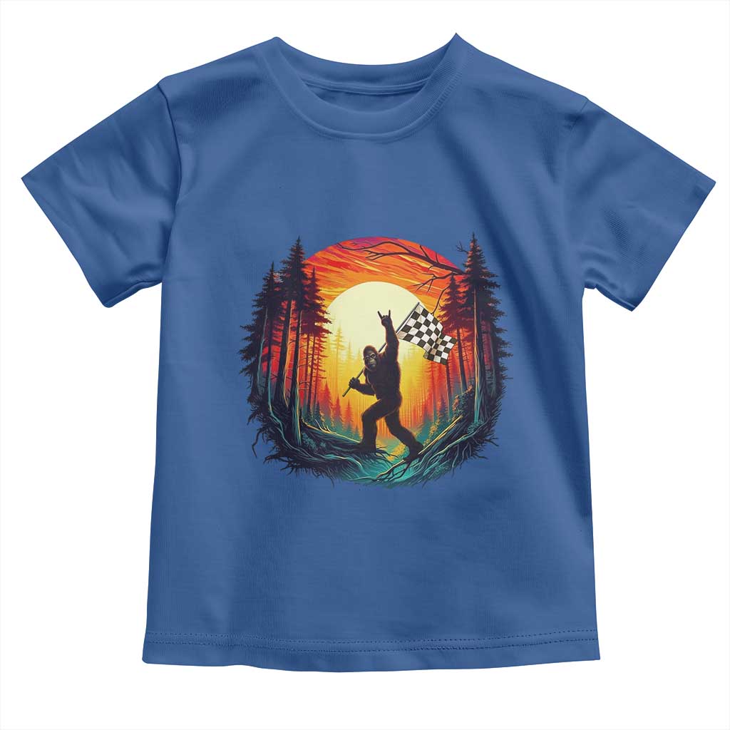 Bigfoot Racing Toddler T Shirt Sasquatch Checkered Flag TS14 Royal Blue Print Your Wear