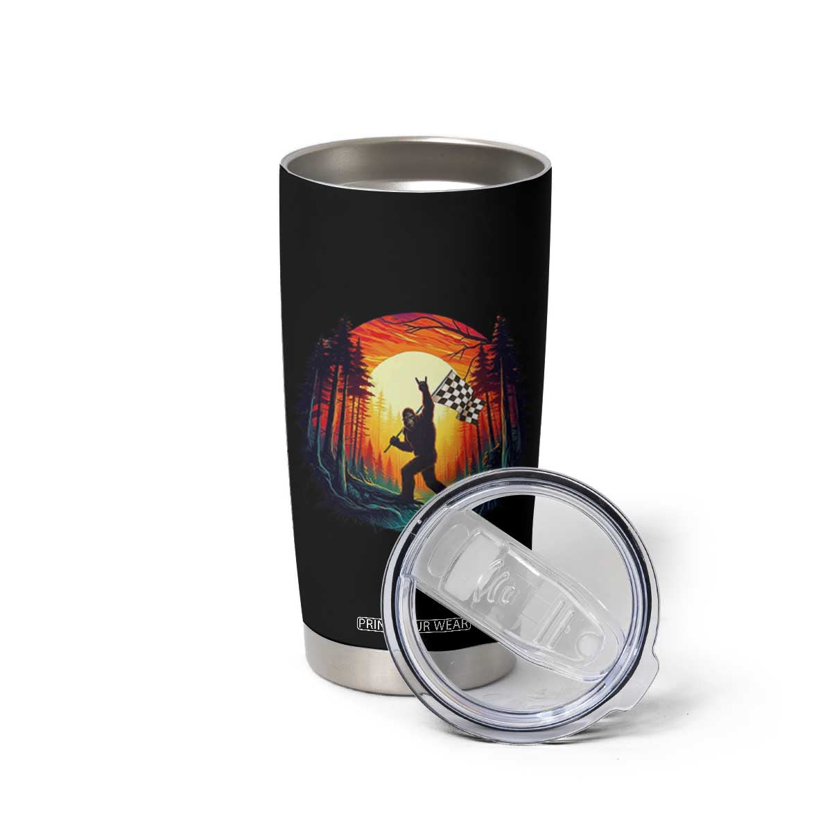 Bigfoot Racing Tumbler Cup Sasquatch Checkered Flag TS14 Print Your Wear