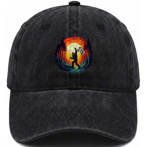 Bigfoot Racing Washed Cotton Baseball Cap Sasquatch Checkered Flag TS14 Washed Cap Universal Fit Black Print Your Wear
