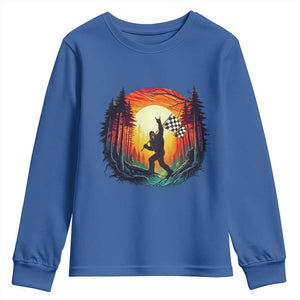 Bigfoot Racing Youth Sweatshirt Sasquatch Checkered Flag TS14 Royal Blue Print Your Wear