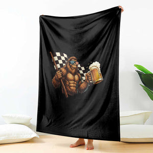 Funny Bigfoot Throw Blanket Sasquatch Drinking Beer Racing Car TS14 Print Your Wear