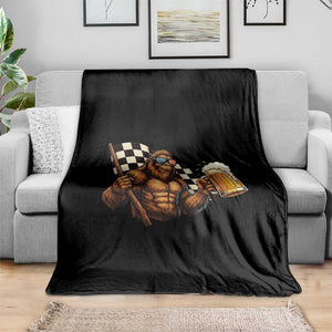 Funny Bigfoot Throw Blanket Sasquatch Drinking Beer Racing Car TS14 Print Your Wear