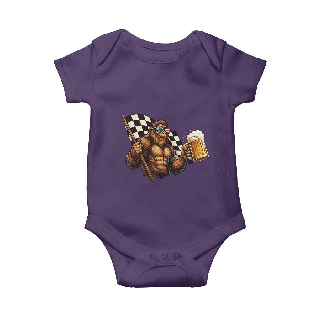 Funny Bigfoot Baby Onesie Sasquatch Drinking Beer Racing Car TS14 Purple Print Your Wear