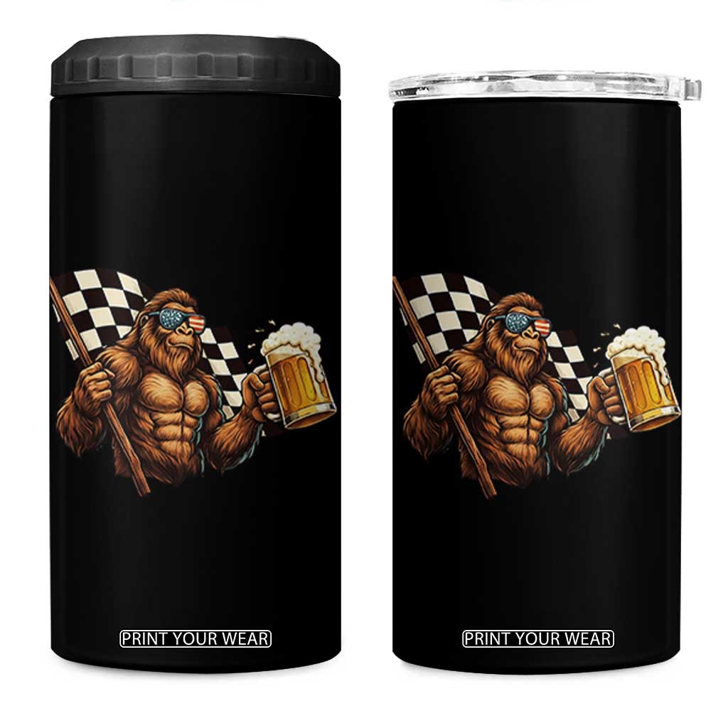 Funny Bigfoot 4 in 1 Can Cooler Tumbler Sasquatch Drinking Beer Racing Car TS14 One Size: 16 oz Black Print Your Wear