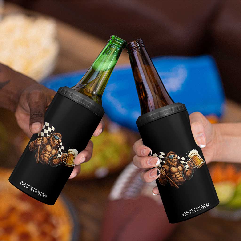 Funny Bigfoot 4 in 1 Can Cooler Tumbler Sasquatch Drinking Beer Racing Car TS14 Print Your Wear