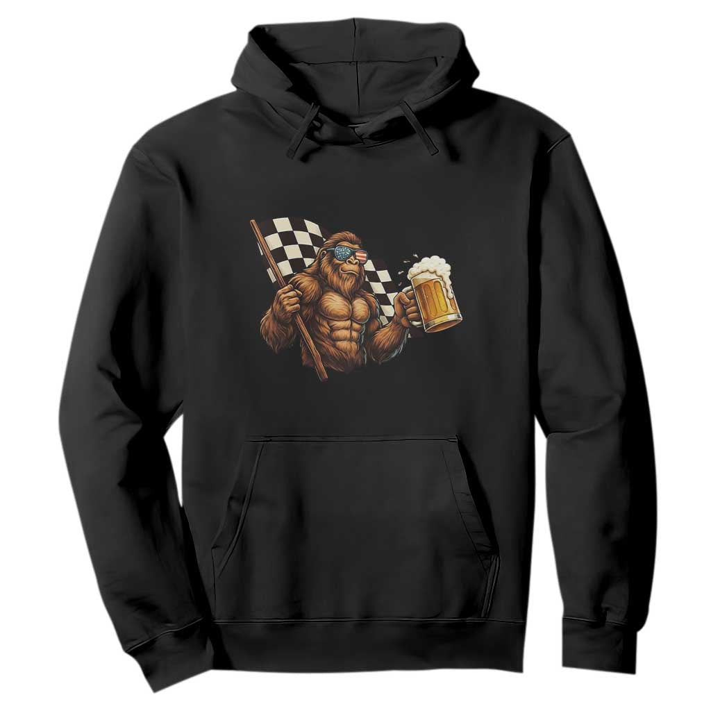 Funny Bigfoot Hoodie Sasquatch Drinking Beer Racing Car TS14 Black Print Your Wear