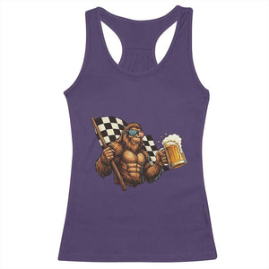 Funny Bigfoot Racerback Tank Top Sasquatch Drinking Beer Racing Car TS14 Purple Print Your Wear