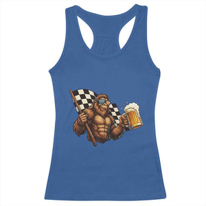 Funny Bigfoot Racerback Tank Top Sasquatch Drinking Beer Racing Car TS14 Royal Blue Print Your Wear
