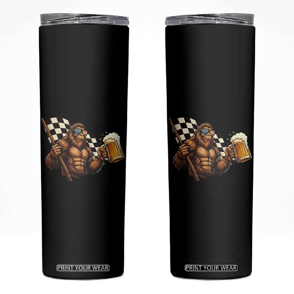 Funny Bigfoot Skinny Tumbler Sasquatch Drinking Beer Racing Car TS14 Black Print Your Wear