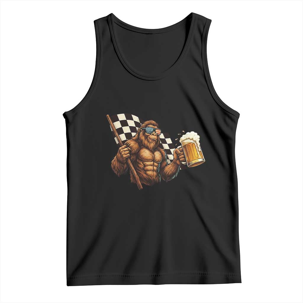Funny Bigfoot Tank Top Sasquatch Drinking Beer Racing Car TS14 Black Print Your Wear