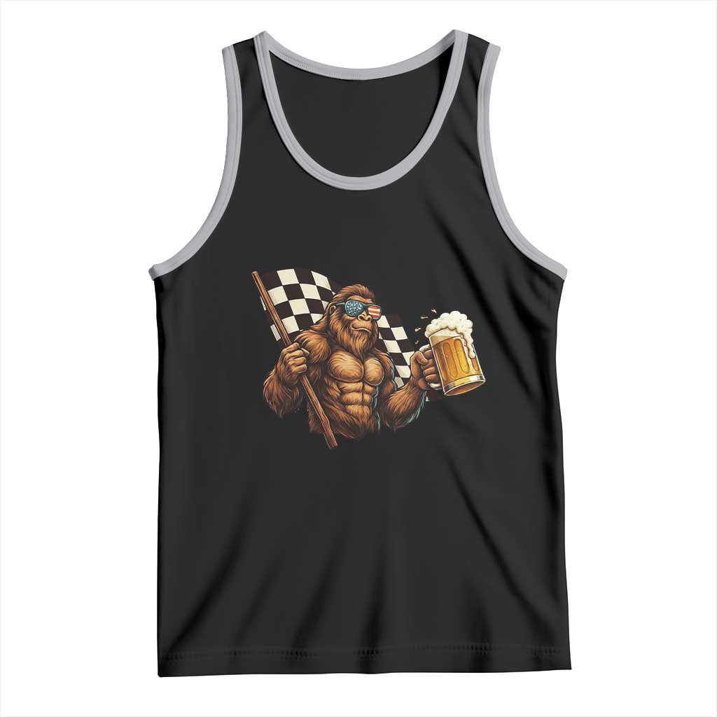 Funny Bigfoot Tank Top Sasquatch Drinking Beer Racing Car TS14 Black Athletic Heather Print Your Wear