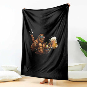 Funny Bigfoot BBQ Party Throw Blanket Sasquatch Drinking Beer Celebrate Championship TS14 Print Your Wear