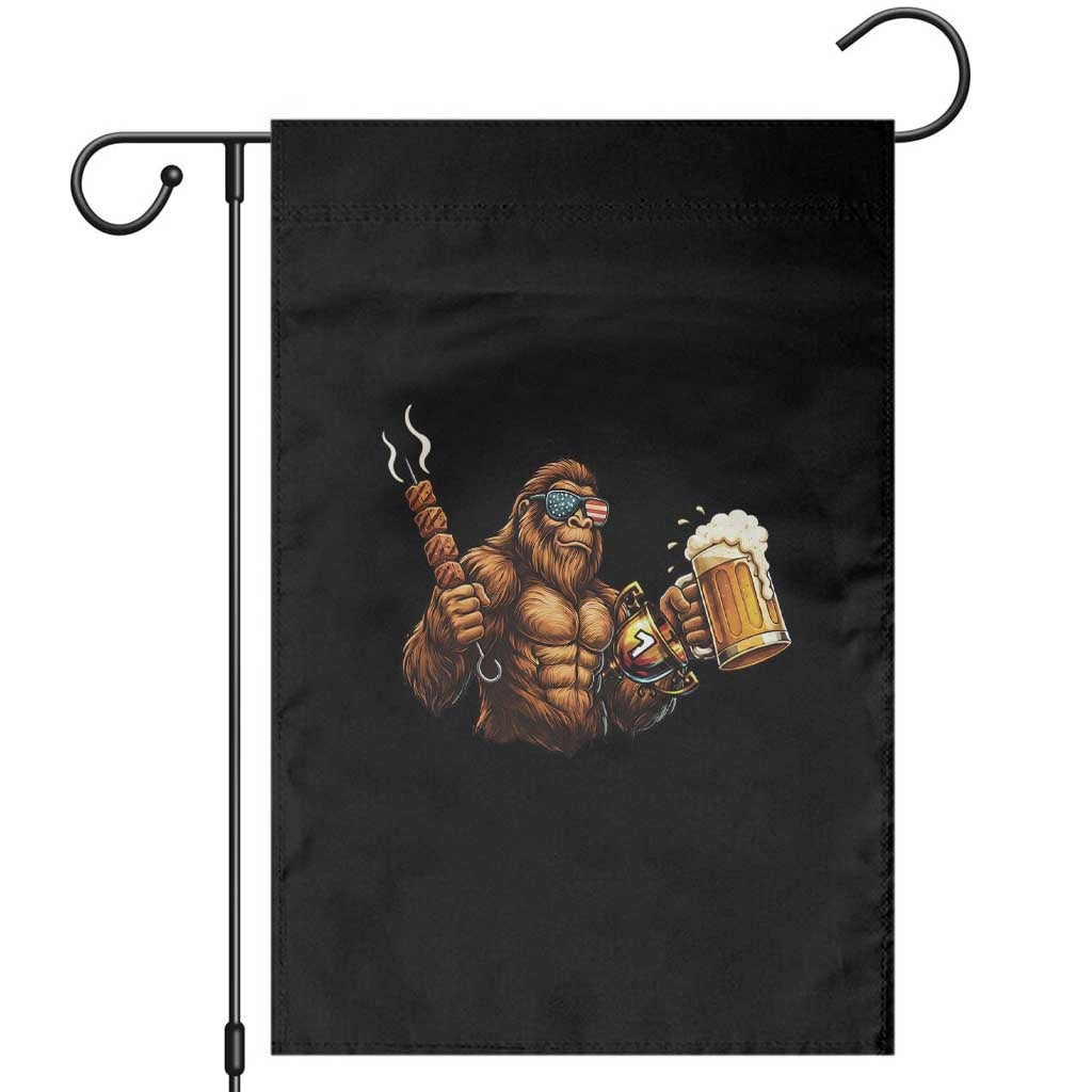 Funny Bigfoot BBQ Party Garden Flag Sasquatch Drinking Beer Celebrate Championship TS14 Black Print Your Wear