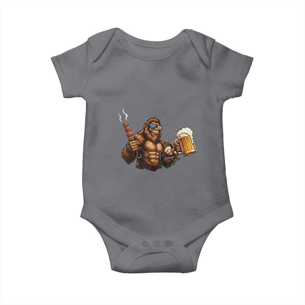 Funny Bigfoot BBQ Party Baby Onesie Sasquatch Drinking Beer Celebrate Championship TS14 Charcoal Print Your Wear