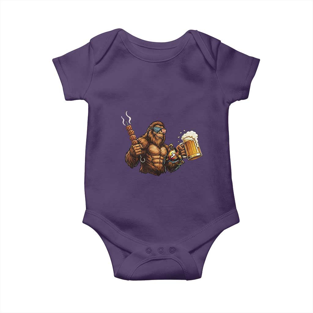 Funny Bigfoot BBQ Party Baby Onesie Sasquatch Drinking Beer Celebrate Championship TS14 Purple Print Your Wear