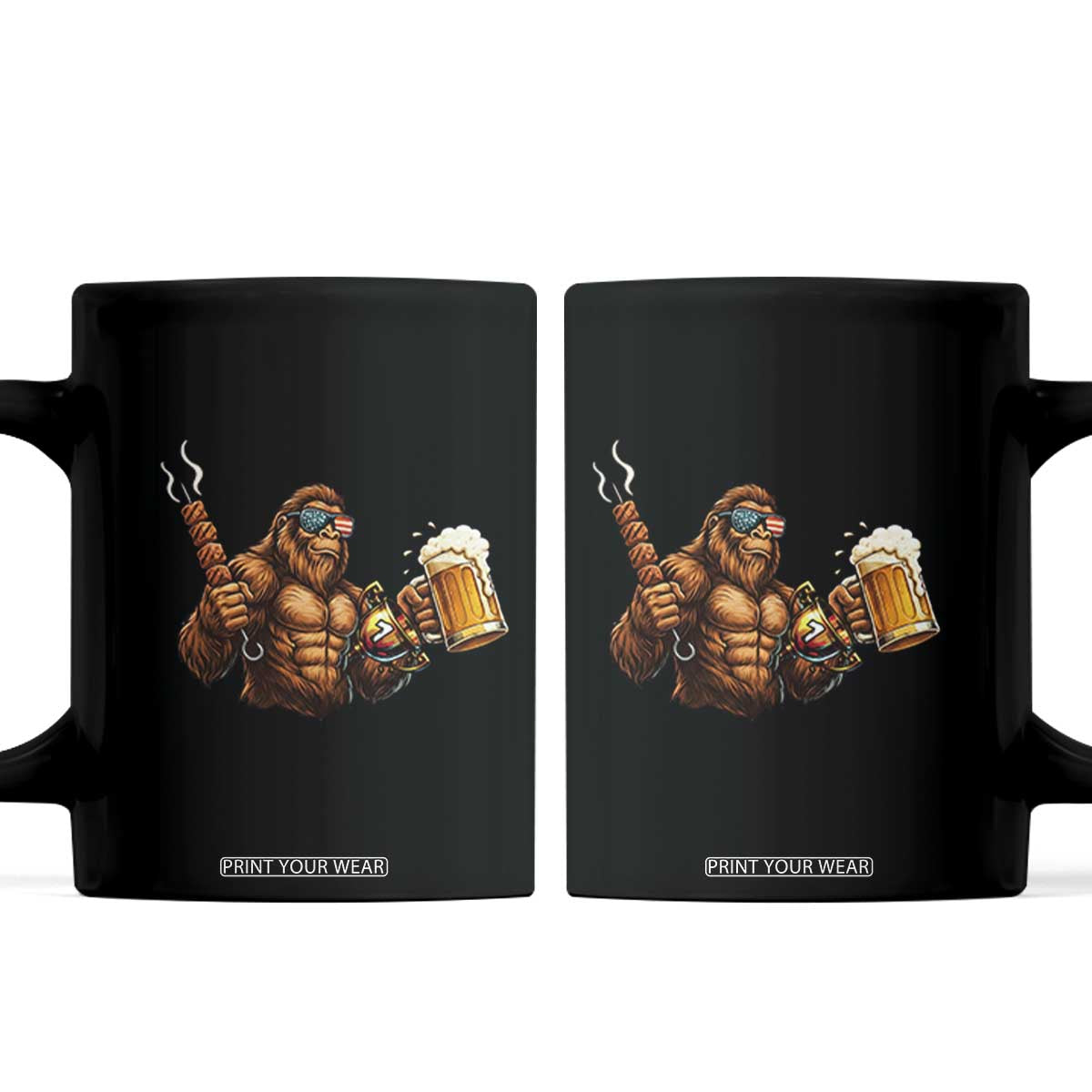 Funny Bigfoot BBQ Party Coffee Mug Sasquatch Drinking Beer Celebrate Championship TS14 Black Print Your Wear