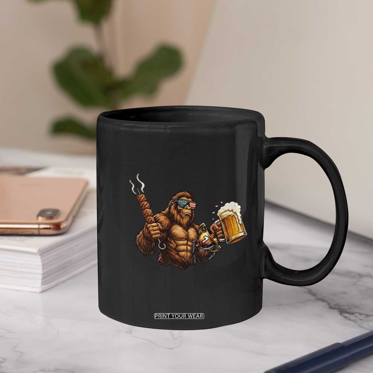 Funny Bigfoot BBQ Party Coffee Mug Sasquatch Drinking Beer Celebrate Championship TS14 Print Your Wear
