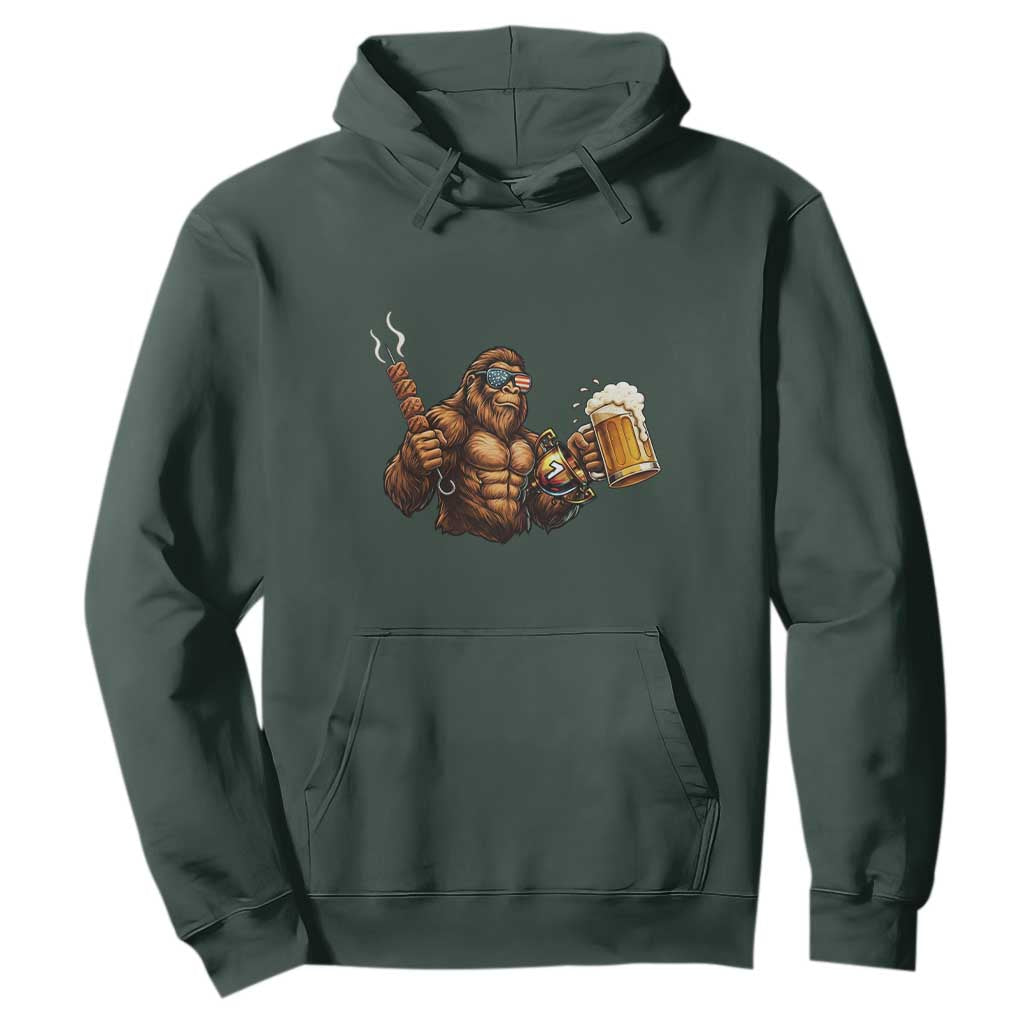 Funny Bigfoot BBQ Party Hoodie Sasquatch Drinking Beer Celebrate Championship TS14 Dark Forest Green Print Your Wear