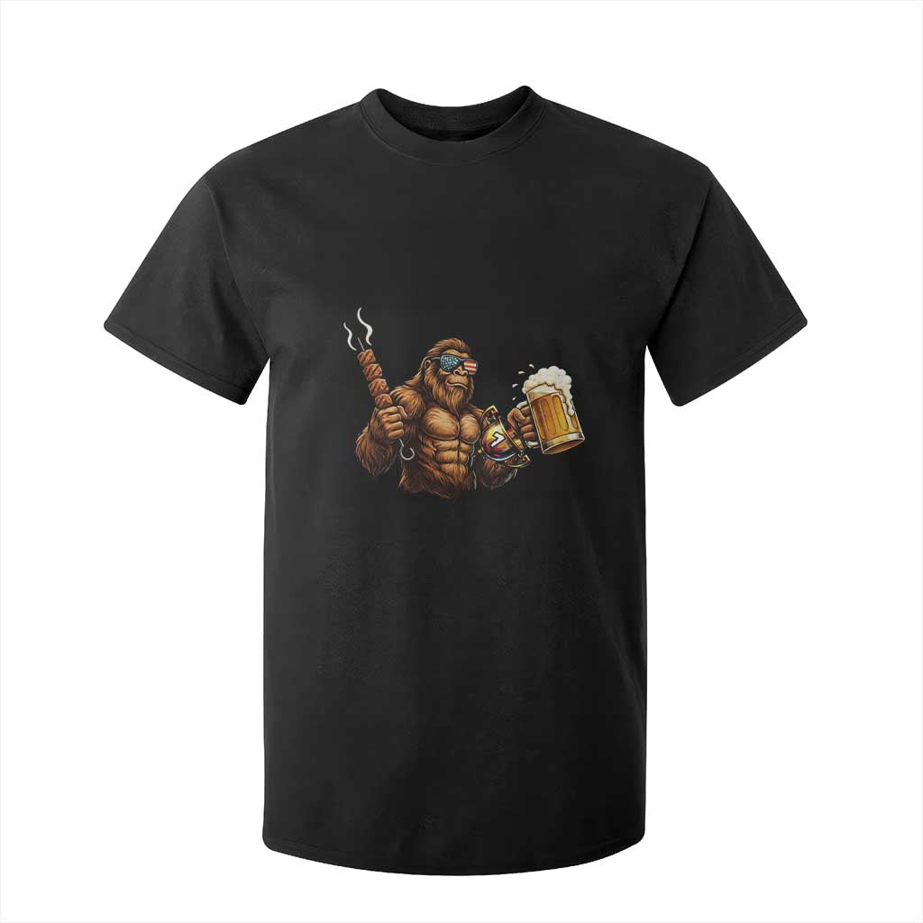 Funny Bigfoot BBQ Party T Shirt For Kid Sasquatch Drinking Beer Celebrate Championship TS14 Black Print Your Wear