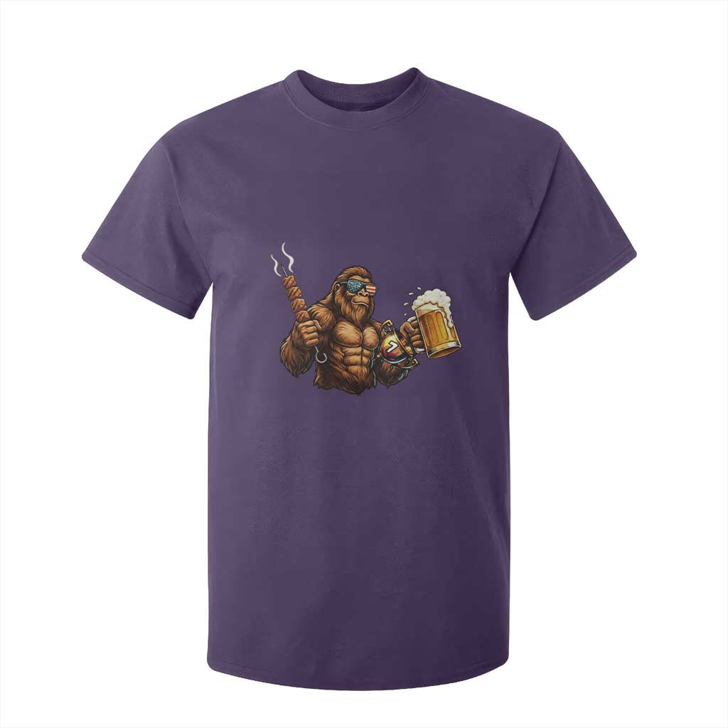 Funny Bigfoot BBQ Party T Shirt For Kid Sasquatch Drinking Beer Celebrate Championship TS14 Purple Print Your Wear