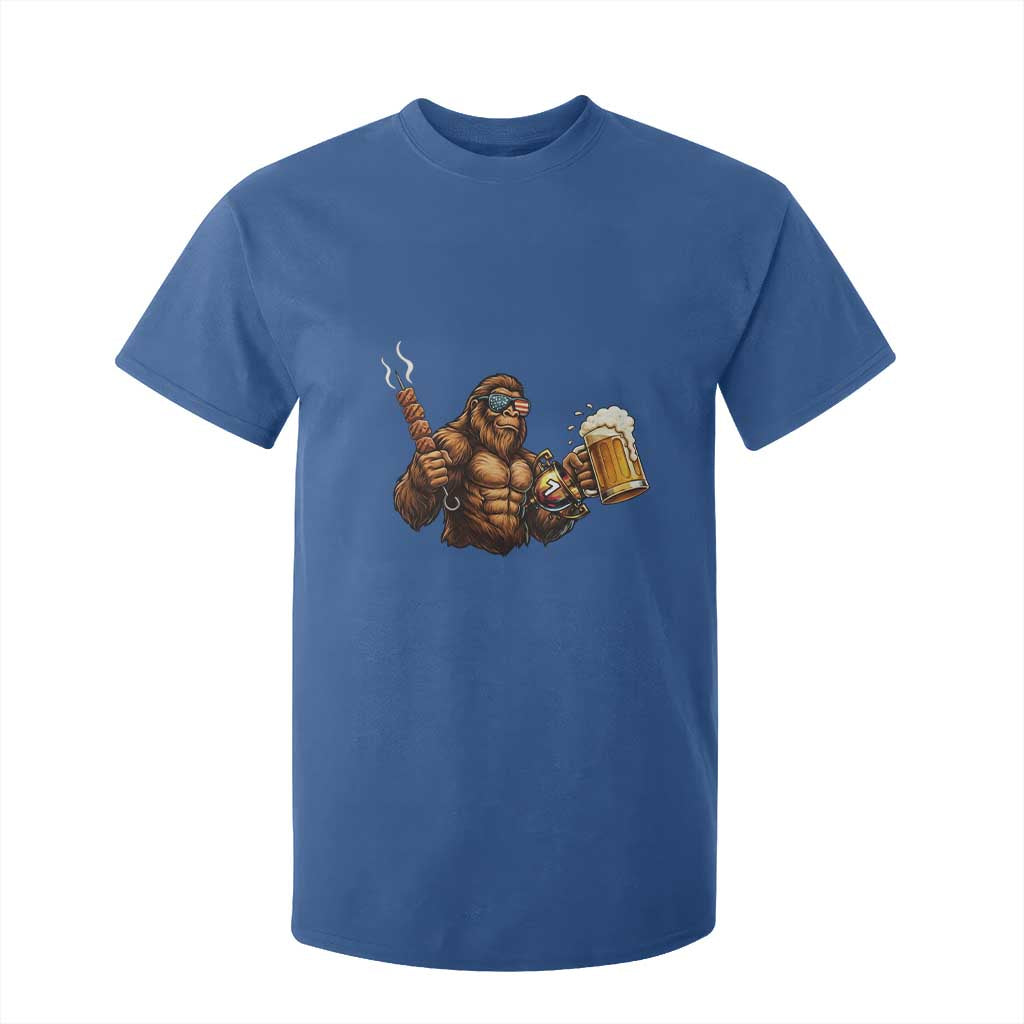 Funny Bigfoot BBQ Party T Shirt For Kid Sasquatch Drinking Beer Celebrate Championship TS14 Royal Blue Print Your Wear