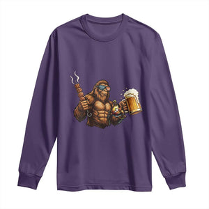Funny Bigfoot BBQ Party Long Sleeve Shirt Sasquatch Drinking Beer Celebrate Championship TS14 Purple Print Your Wear
