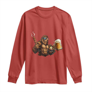 Funny Bigfoot BBQ Party Long Sleeve Shirt Sasquatch Drinking Beer Celebrate Championship TS14 Red Print Your Wear