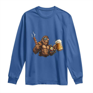 Funny Bigfoot BBQ Party Long Sleeve Shirt Sasquatch Drinking Beer Celebrate Championship TS14 Royal Blue Print Your Wear