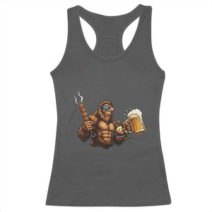 Funny Bigfoot BBQ Party Racerback Tank Top Sasquatch Drinking Beer Celebrate Championship TS14 Dark Heather Print Your Wear