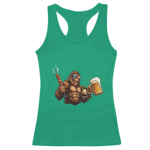 Funny Bigfoot BBQ Party Racerback Tank Top Sasquatch Drinking Beer Celebrate Championship TS14 Irish Green Print Your Wear
