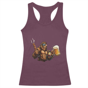 Funny Bigfoot BBQ Party Racerback Tank Top Sasquatch Drinking Beer Celebrate Championship TS14 Maroon Print Your Wear