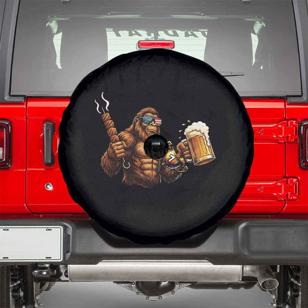 Funny Bigfoot BBQ Party Spare Tire Cover Sasquatch Drinking Beer Celebrate Championship TS14 Black Print Your Wear