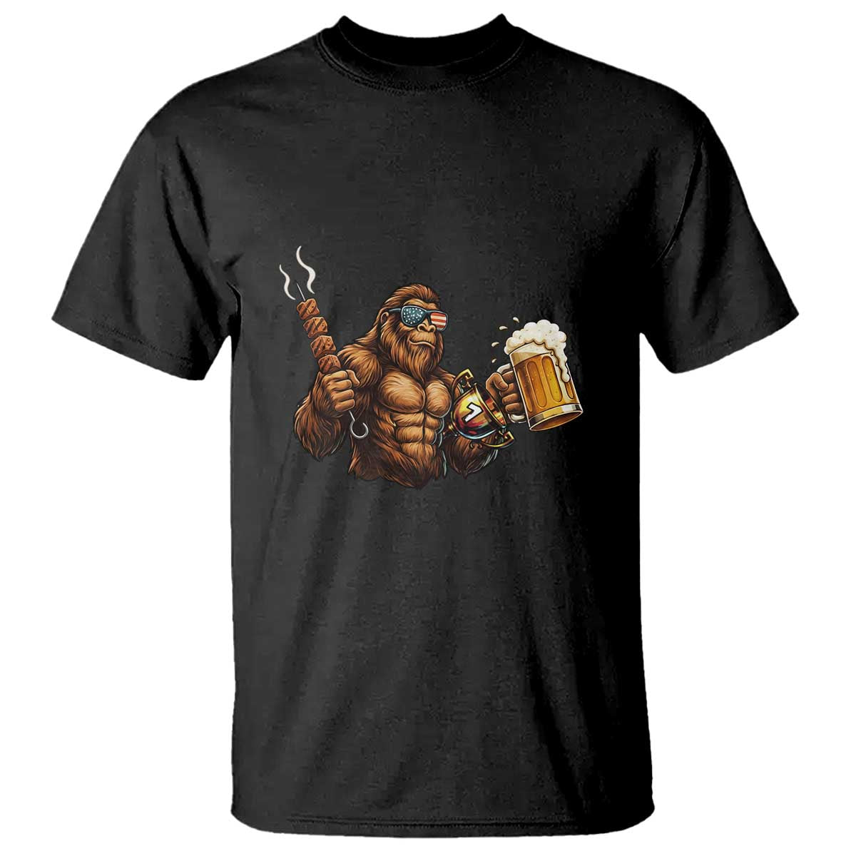 Funny Bigfoot BBQ Party T Shirt Sasquatch Drinking Beer Celebrate Championship TS14 Black Print Your Wear