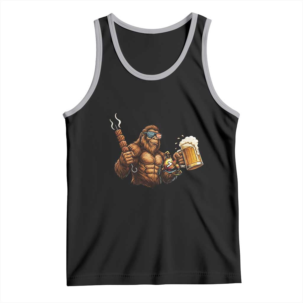 Funny Bigfoot BBQ Party Tank Top Sasquatch Drinking Beer Celebrate Championship TS14 Black Athletic Heather Print Your Wear
