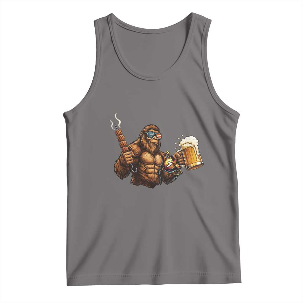 Funny Bigfoot BBQ Party Tank Top Sasquatch Drinking Beer Celebrate Championship TS14 Deep Heather Print Your Wear