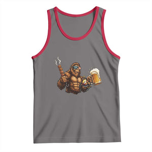 Funny Bigfoot BBQ Party Tank Top Sasquatch Drinking Beer Celebrate Championship TS14 Deep Heather Red Print Your Wear