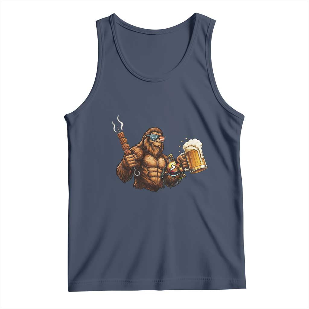 Funny Bigfoot BBQ Party Tank Top Sasquatch Drinking Beer Celebrate Championship TS14 Navy Print Your Wear