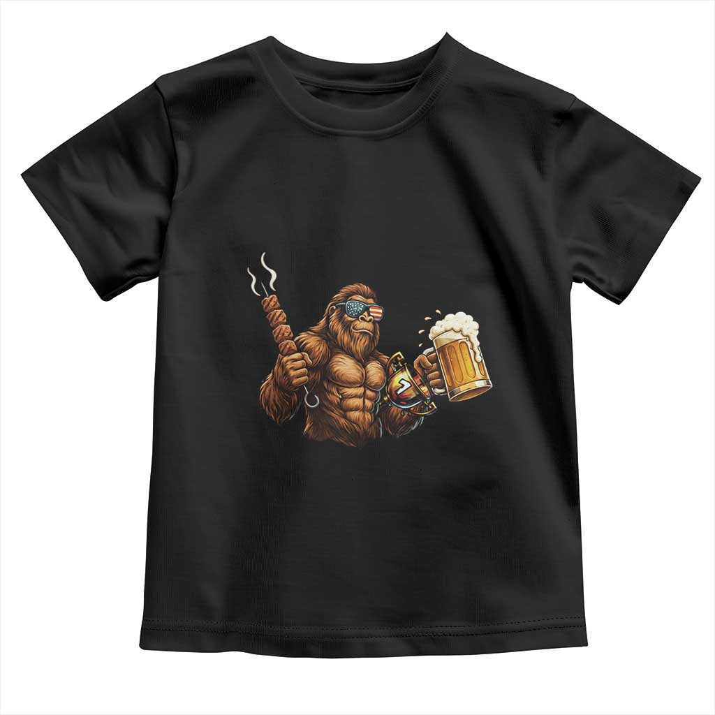 Funny Bigfoot BBQ Party Toddler T Shirt Sasquatch Drinking Beer Celebrate Championship TS14 Black Print Your Wear