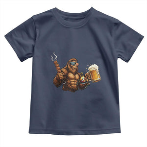 Funny Bigfoot BBQ Party Toddler T Shirt Sasquatch Drinking Beer Celebrate Championship TS14 Navy Print Your Wear