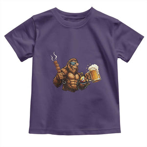 Funny Bigfoot BBQ Party Toddler T Shirt Sasquatch Drinking Beer Celebrate Championship TS14 Purple Print Your Wear