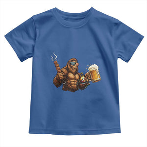 Funny Bigfoot BBQ Party Toddler T Shirt Sasquatch Drinking Beer Celebrate Championship TS14 Royal Blue Print Your Wear