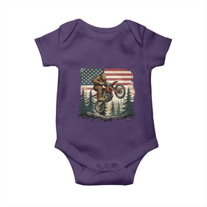 Bigfoot Dirt Bike Baby Onesie Patriotic Sasquatch American Flag TS14 Purple Print Your Wear