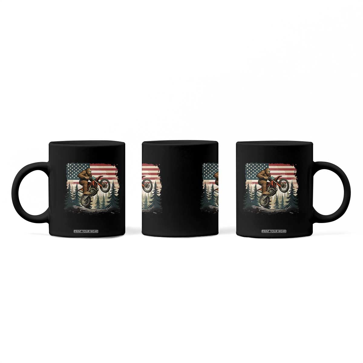 Bigfoot Dirt Bike Coffee Mug Patriotic Sasquatch American Flag TS14 Print Your Wear